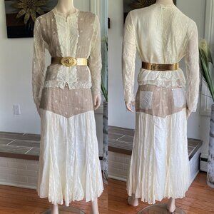 Isabel D Italy VTG Mixed Media Ivory Skirt Set Sz 12​​